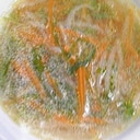 もやしと水菜と人参の中華スープ